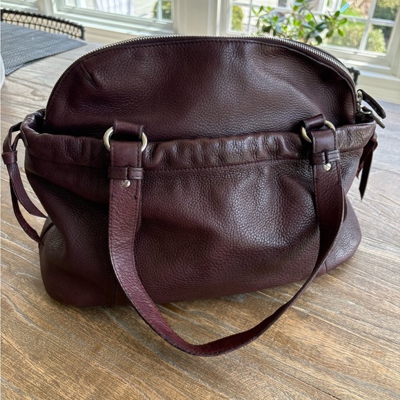 Furla Italian Leather Burgundy Tote Handbag - Picture 5 of 15